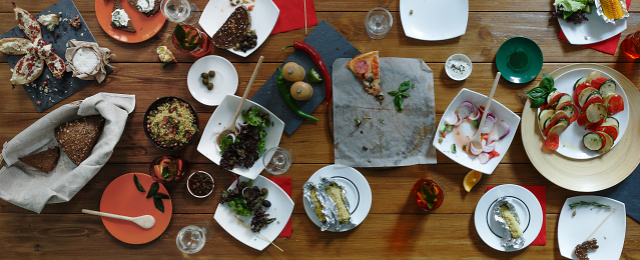 photodune 18082685 after party wasted food on wooden served festive table xl