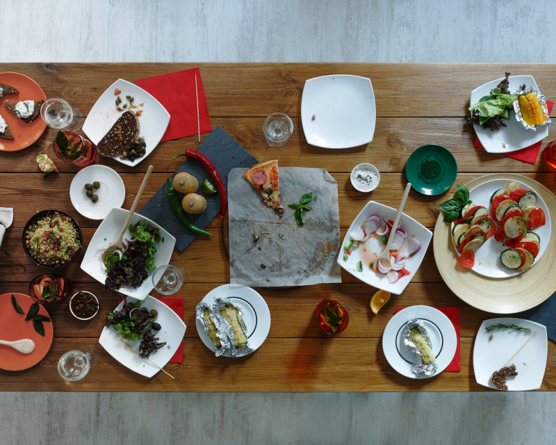 photodune 18082685 after party wasted food on wooden served festive table xl